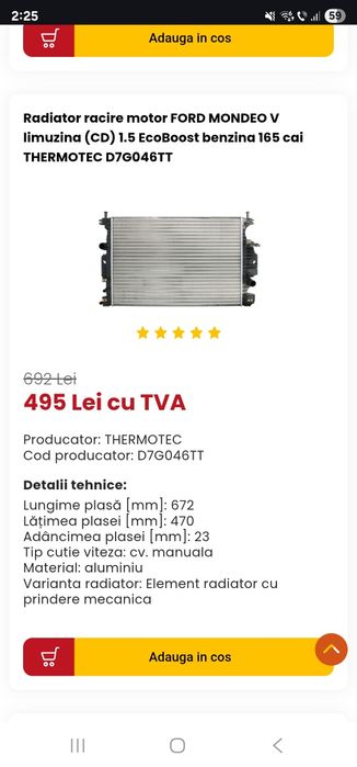 Radiator apa ford mondeo mk5 ecoboost