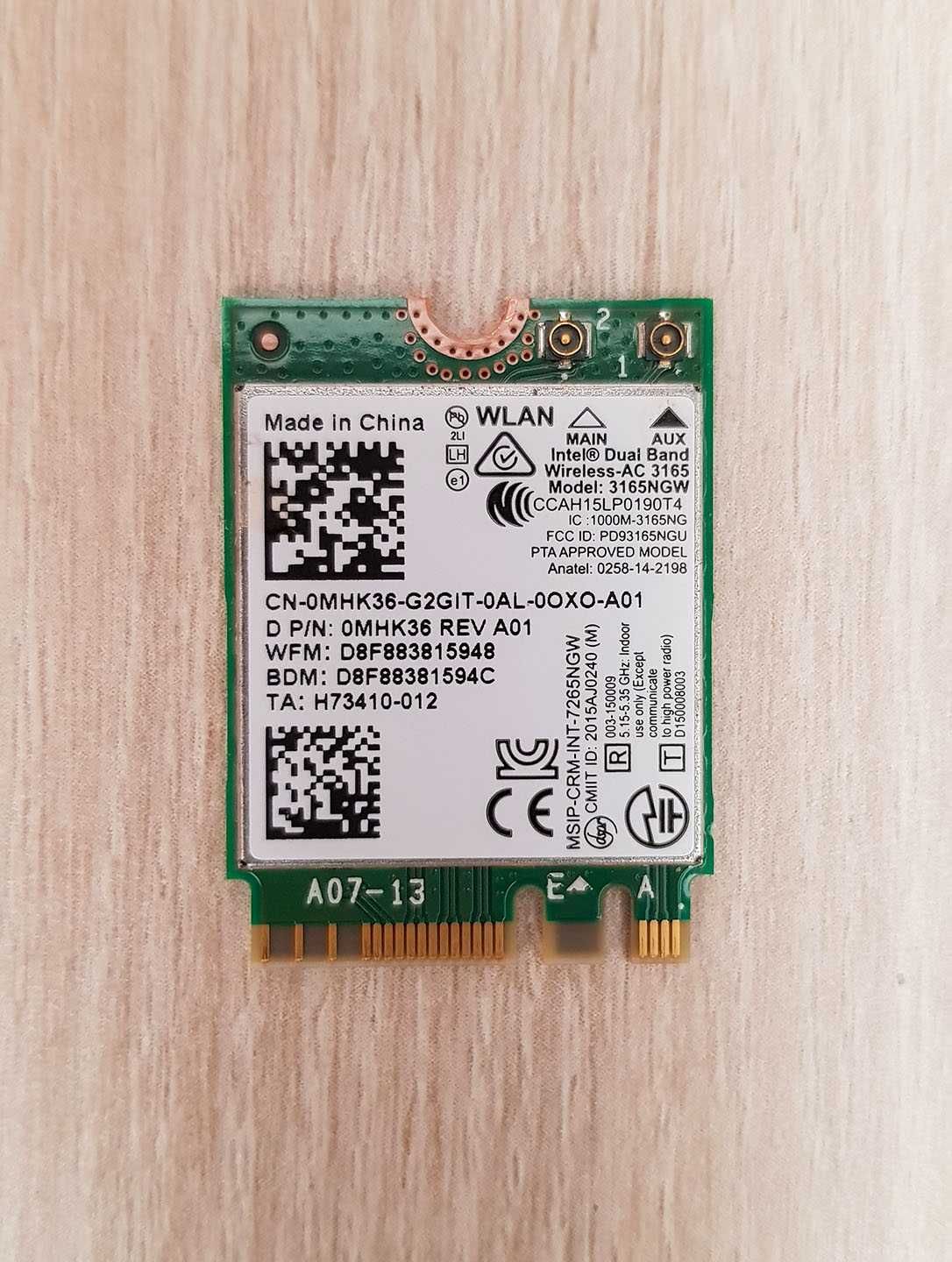 Placa WiFi Intel Dual Band Wireless-AC 3165 NGW