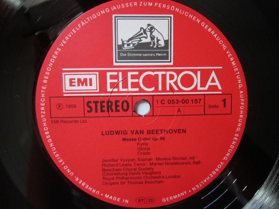 vinil Beethoven -Messe C-Dur (Sung in Latin)-dir. Sir Thomas Beecham