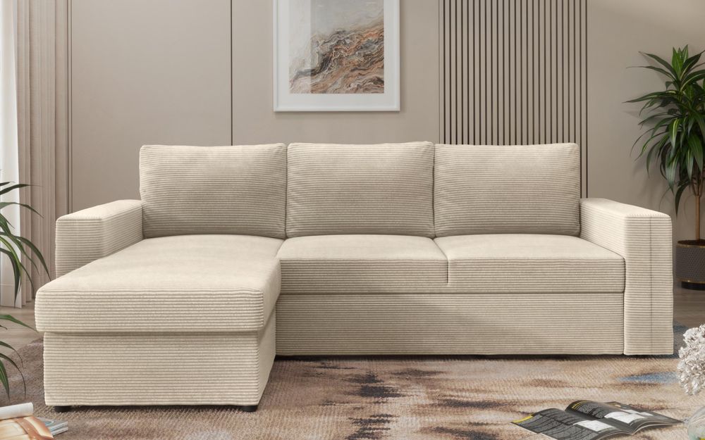 Canapea/coltar cu ladă - bej cozy