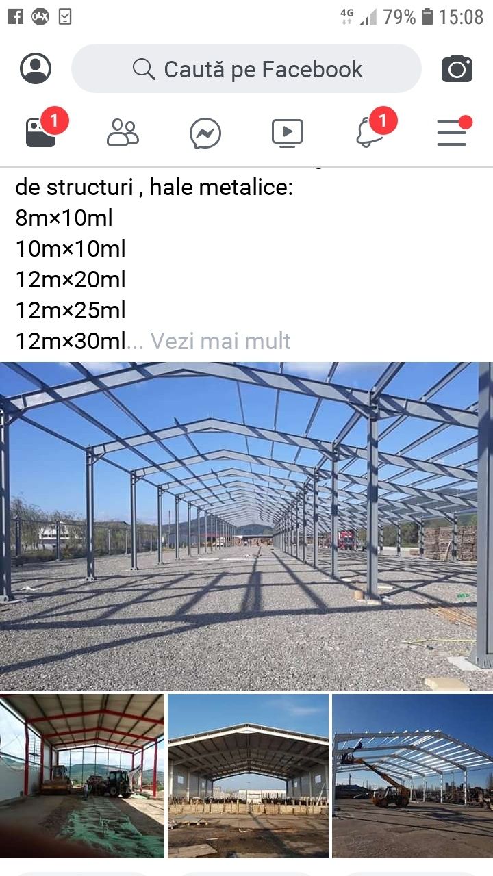 Vand hale metalice si ferme metalice din profil ipe 200 acoperită cu