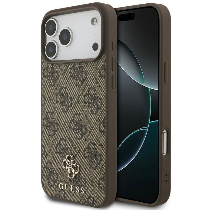 Калъф guess 4g small and classic logo magsafe за iphone 17 pro в кафяв