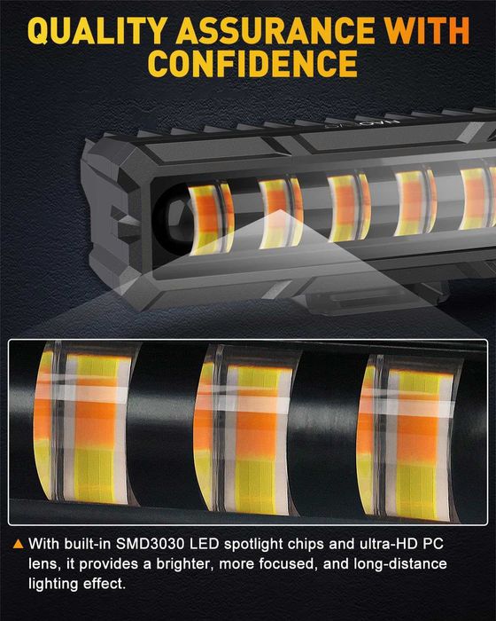 15.5 cm 7D Диоден Прожектор Халоген Лед Бар 120W Бяла и Жълта светлина