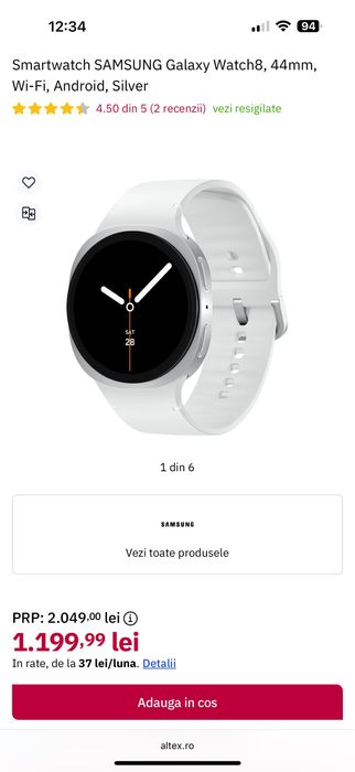 Samsung Watch 8 silver 44mm GPS • NOU / SIGILAT •