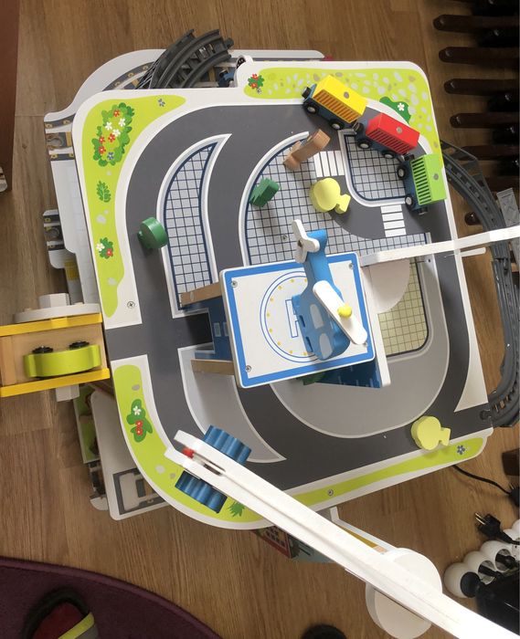 Set Statie tren jucarii de lemn