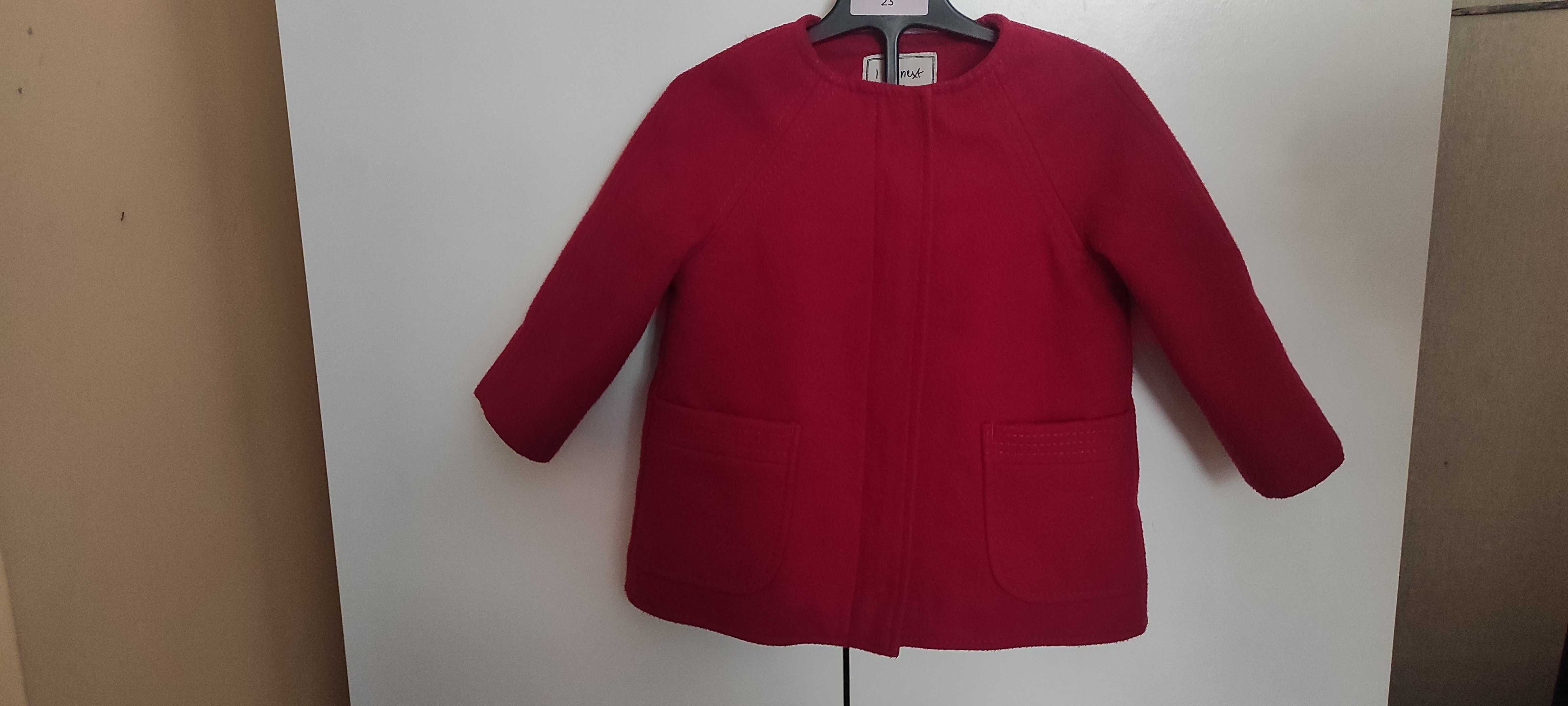 Palton roșu de lână pentru fetițe, marca Next, vârsta 1-3 ani, 70 lei