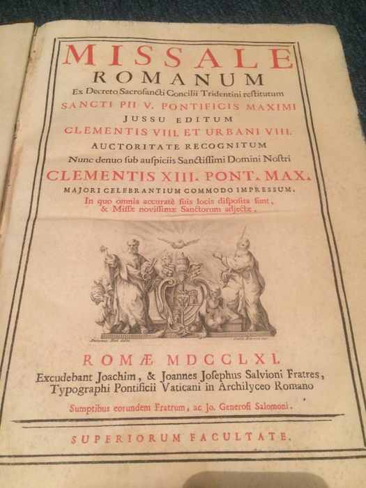 Carte veche Liturghier 1761 Missale Romanum