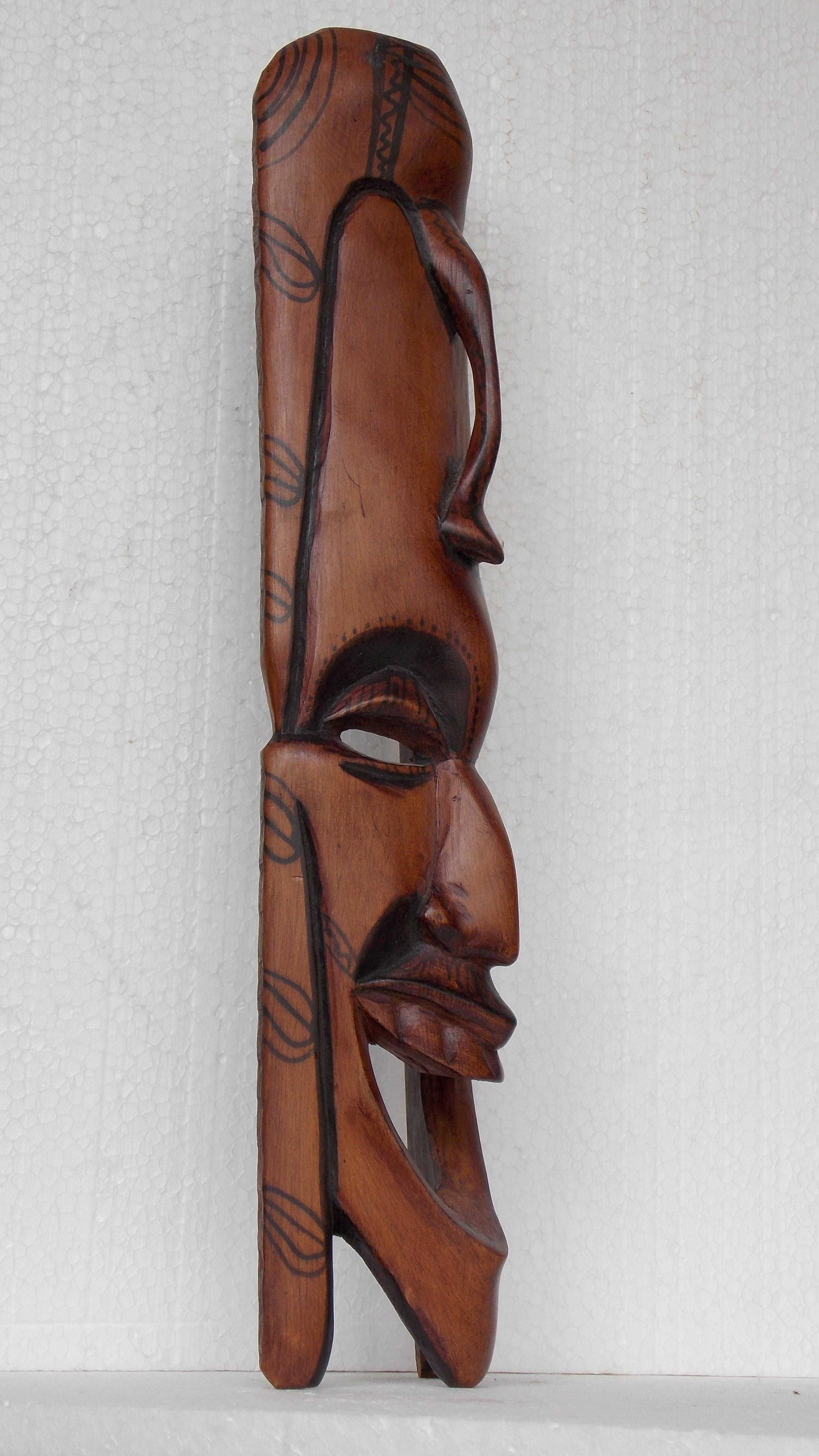 masca statueta 40cm sculptura lemn arta decor handmade antichitati