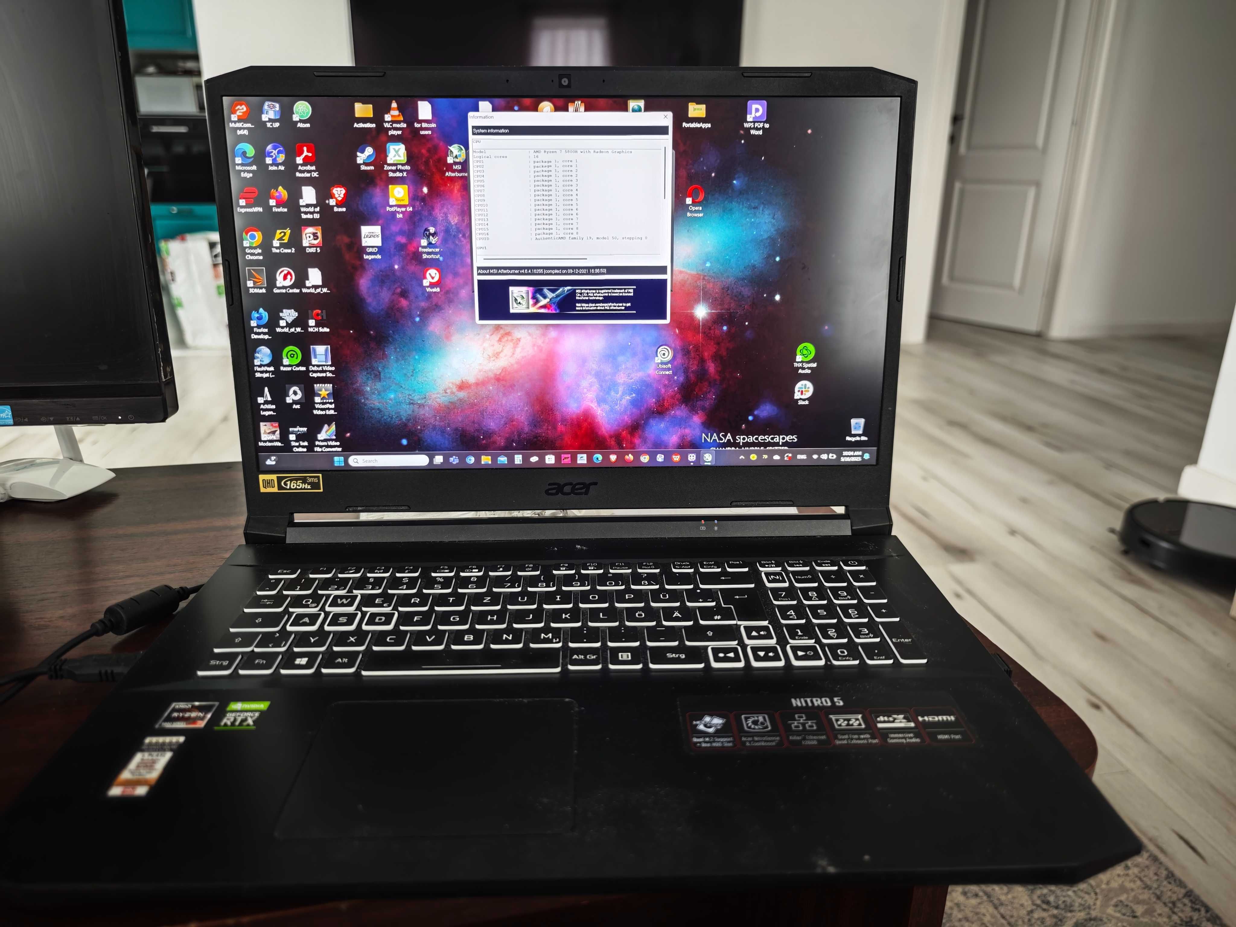 Laptop gaming Acer Nitro 5,Ryzen 5800H,RTX 3080,32 gb ram