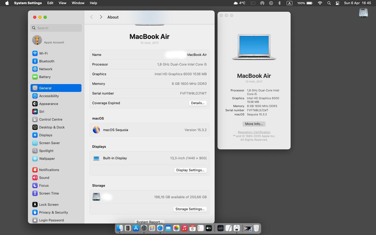 MacBook Air 13-inch, 2017, i5, 256 gb