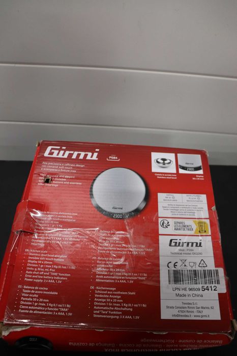 Кухненска везна Girmi 1г/5кг, дисплей с висока яркост, функция тара