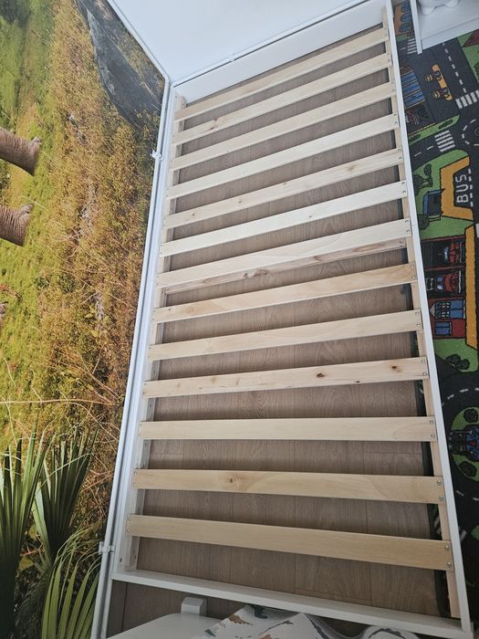 Cadru de pat, alb, 90x190 cm, single, lemn masiv de pin