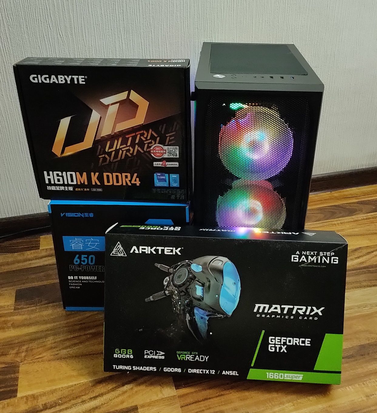 Кейс.Core i5 12400/GTX1660 super 6gb/16gb ddr4/h610 Gigabyte/256gb ssd