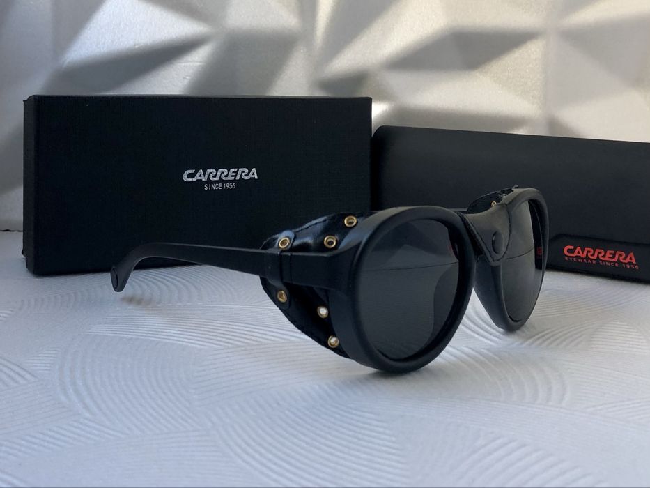 Мъжки слънчеви очила с кожа кръгли carrera 2 цвята черни сини