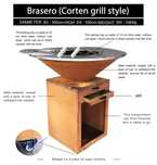 Gratar cu plita 10mm si vatra de gatit , Brasero Otel Corten