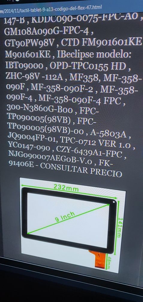 Vând touch-screen pentru tabletă de 9 inch !