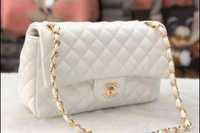 Set Chanel Jumbo alb imaculat,new model import Franța, accesorii aurii