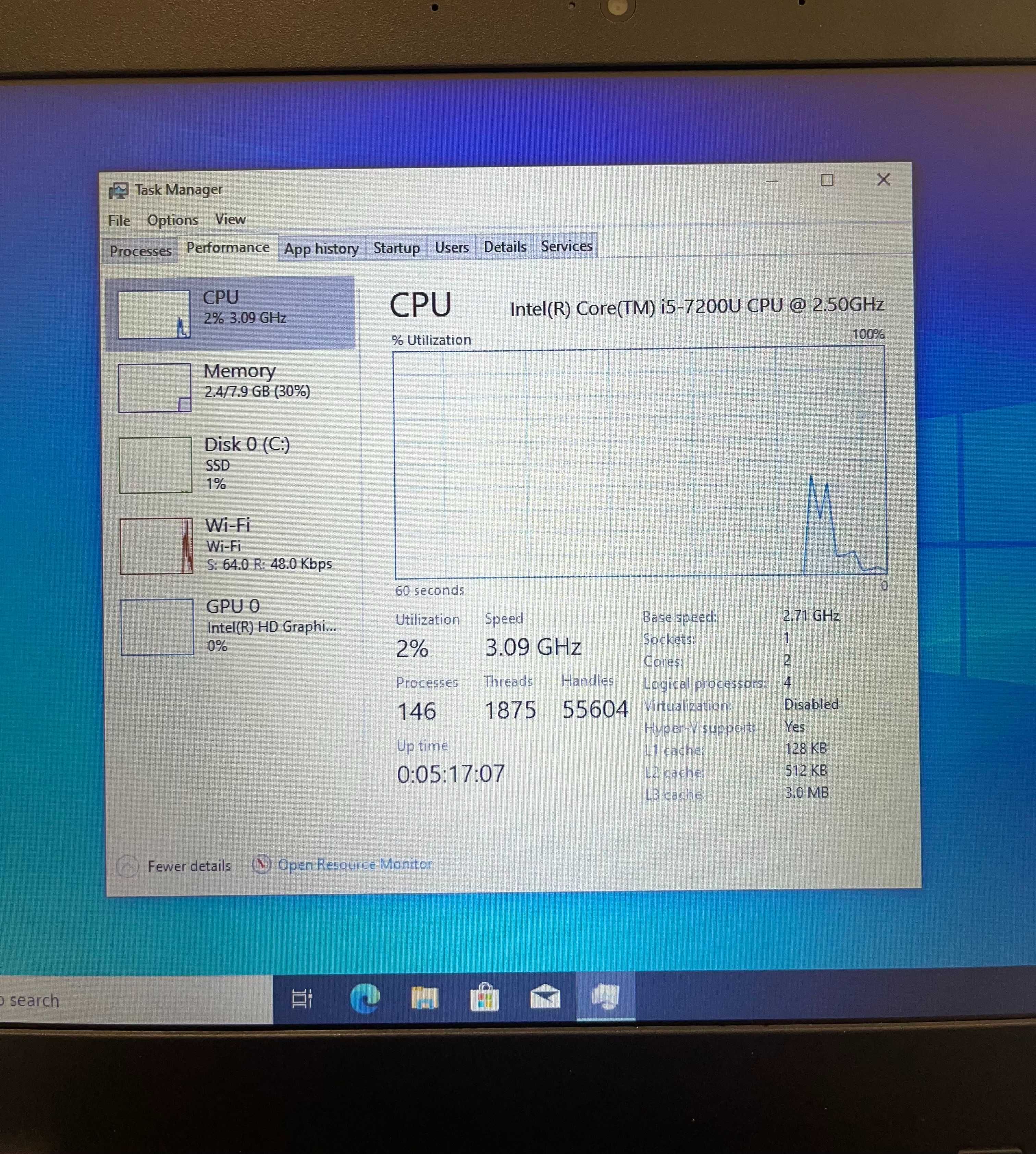Лаптоп Lenovo ThinkPad 13, Intel Core i5 7200U, 8GB ram
