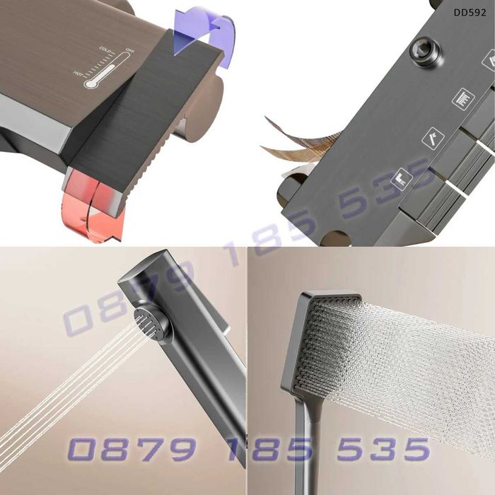 Луксозна душ колона душ система пиано бутони титаниум алуминий баня