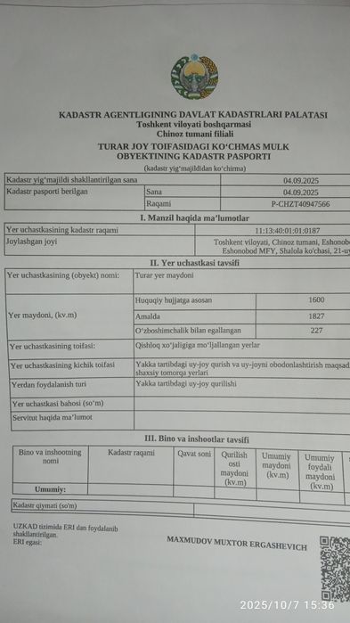 Yer sotiladi 16 Sotix   ARZON YER SOTILADI