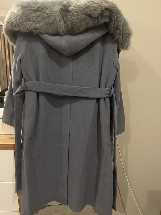 Кашемировое пальто с натуральным мехом из кашемира