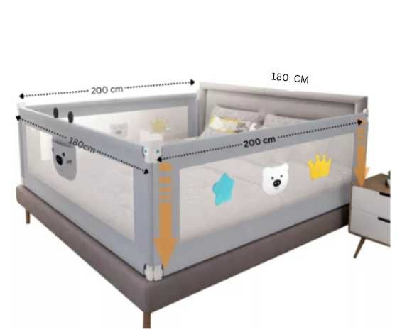 Set 4 bariere protectie culisante pentru pat, inaltime reglabila