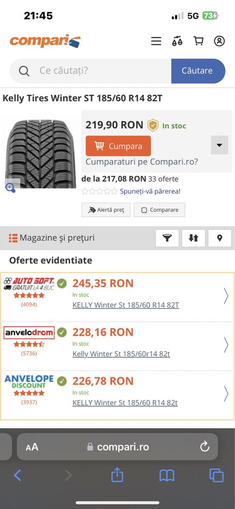 Cauciucuri iarna 185/60 R14