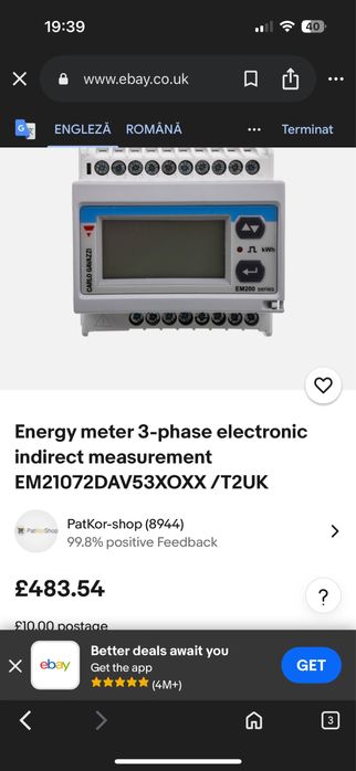 Contor de energie din seria Carlo Gavazzi EM200.