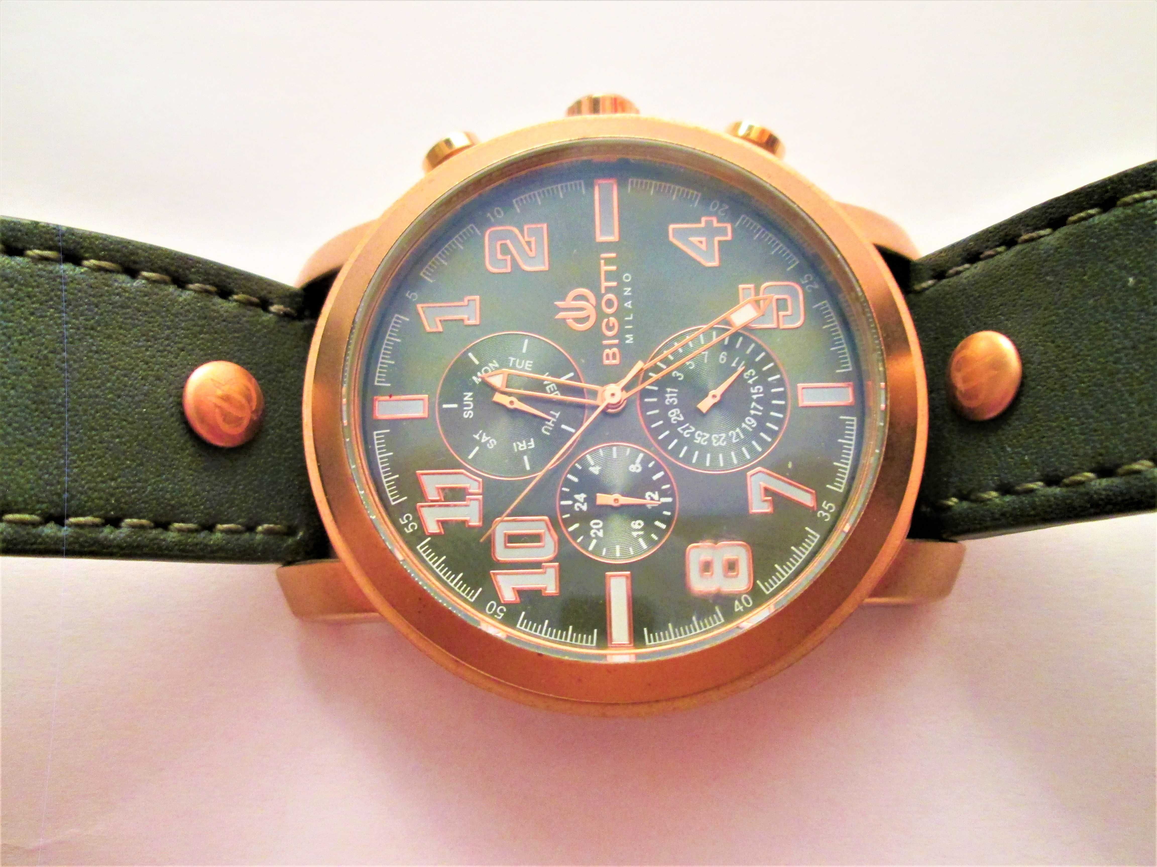 ceas Bigotti Milano placat cu aur diametrul 50 mm