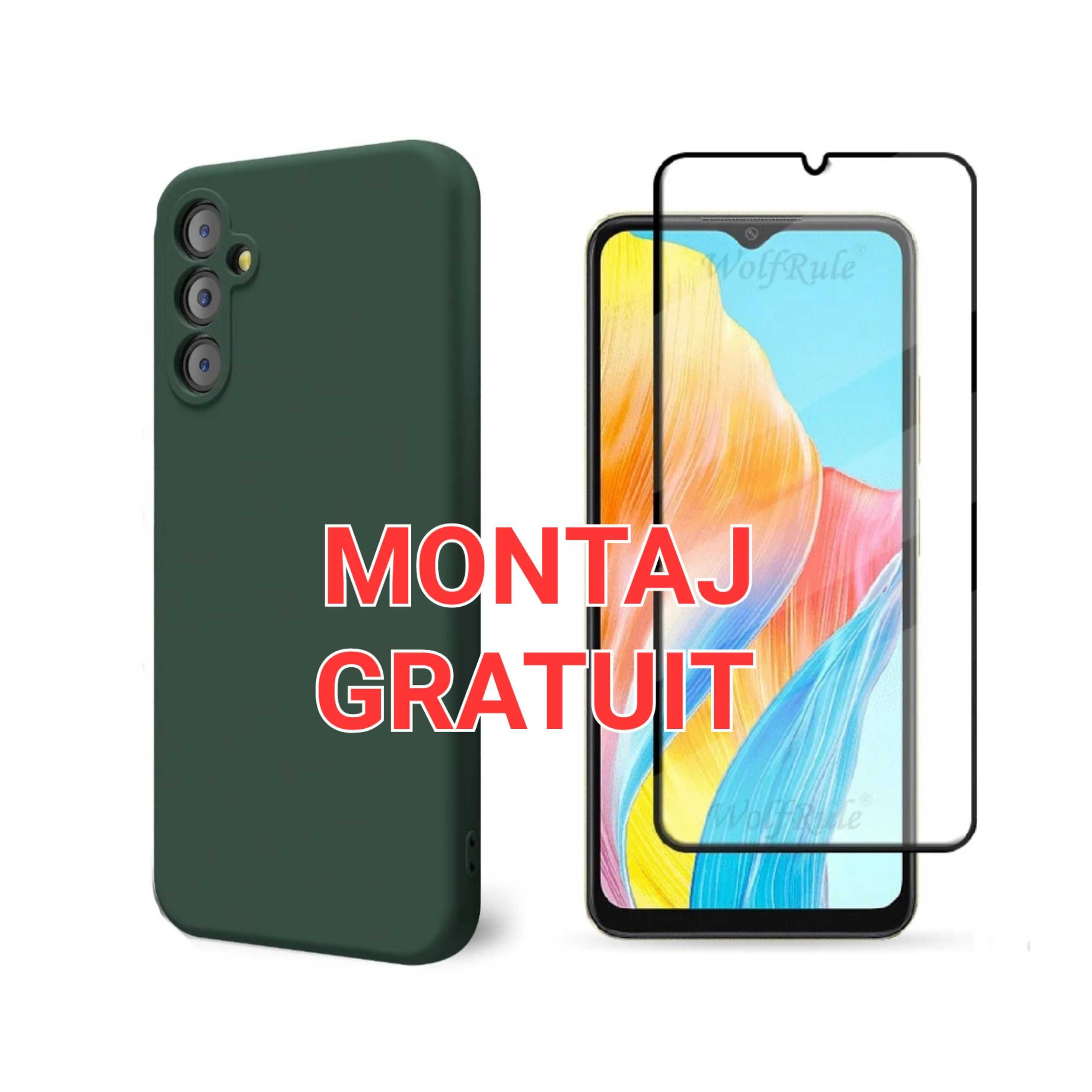 Set Samsung A25 - Husa interior catifelat + Folie de Sticla -Verde