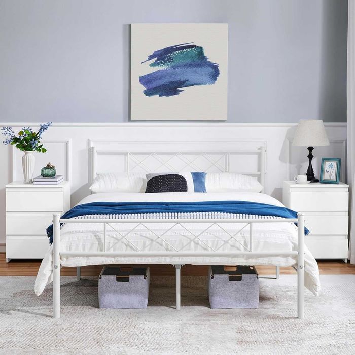 Noptiera moderna cu 3 sertare, masa laterala alba, MDF |S 592874 White