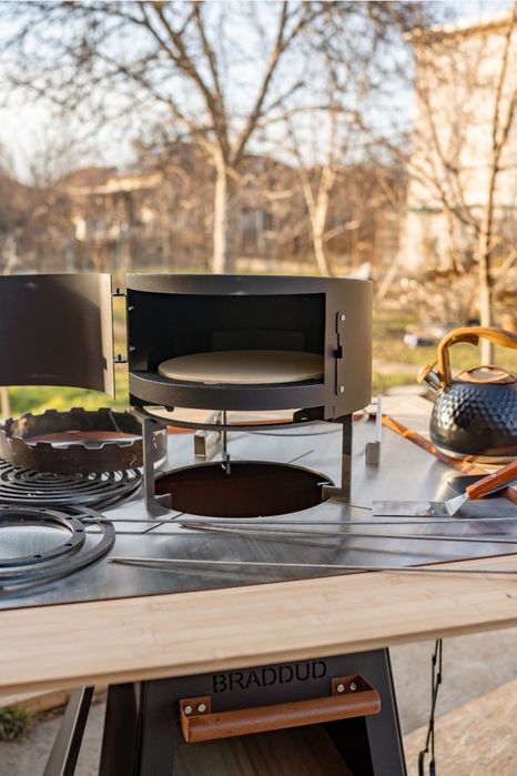 Gratar, plita-inox, grill-otel/carbon, baza/electrostatic, cuva/corten