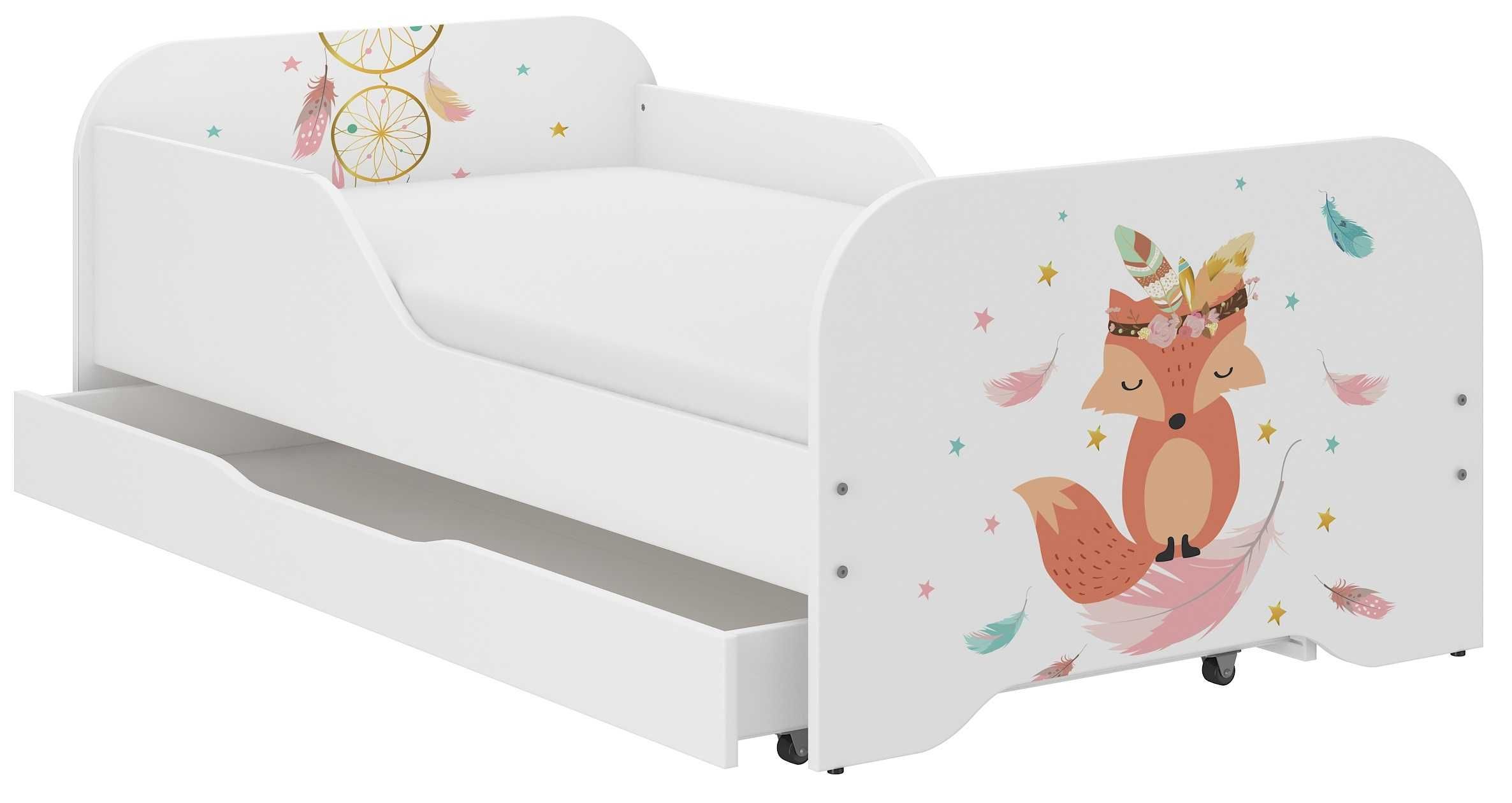 Pat copil cu saltea si sertar Miki 160x80cm Printesa Santier Zoo Vulpe