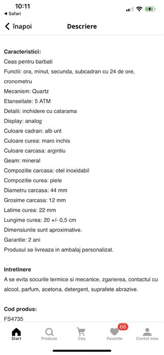 Fossil - Ceas pentru barbati Grant FS4735