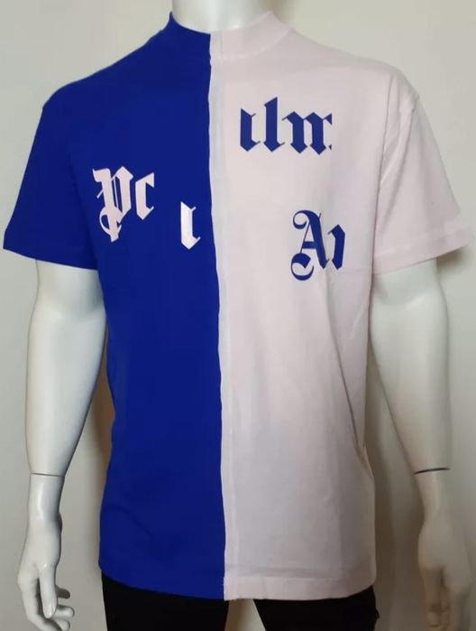 Тениска PALM ANGELS BROKEN LOGO PRINT Blue Pink.Струва 600лева.НОВА. L