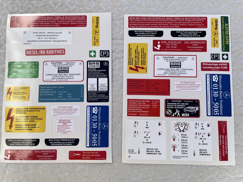 Заводски стикери за Мерцедес w124 и 201