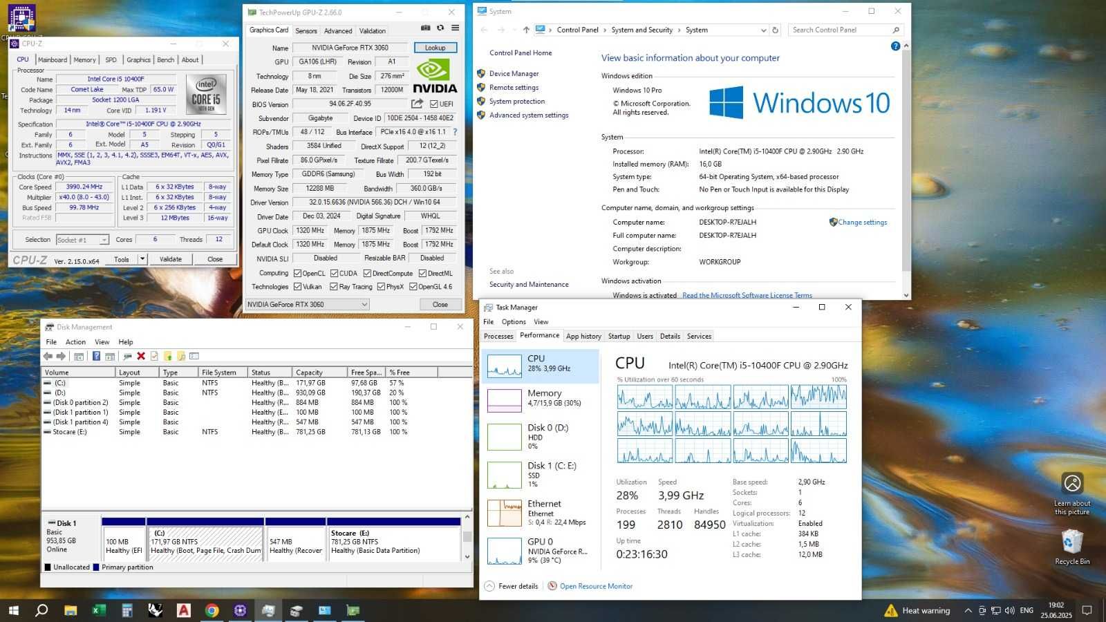 Vand unitate PC custom i5-10400F + RTX 3060 + 16 GB RAM