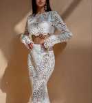 Compleu alb fusta si bluza