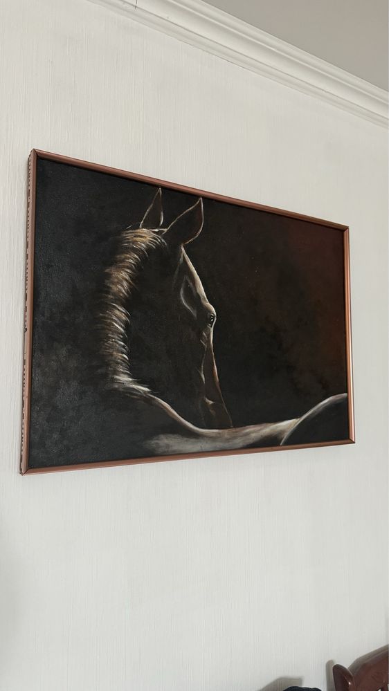 Картина, масло, лошадь