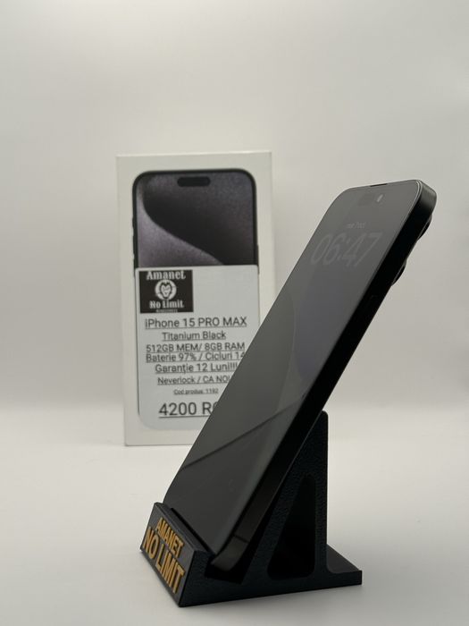 iPhone 15 Pro Max 512GB Baterie 97% Garantie 1An ,AMANET NO LIMIT.