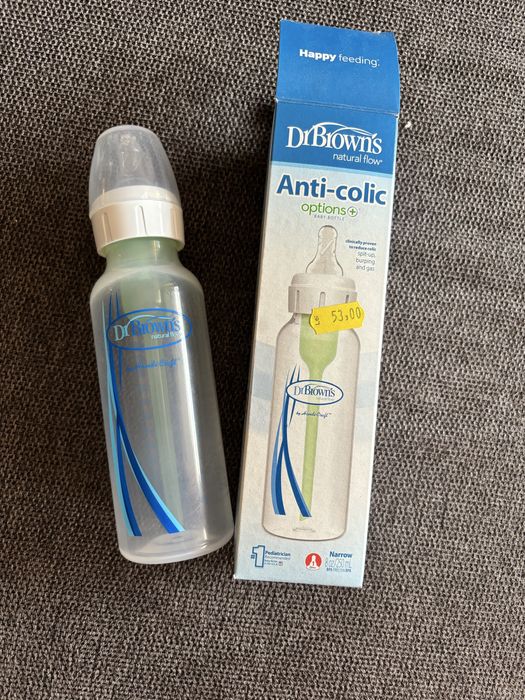 Biberon DrBrowns 250 ml gat ingust tetina nr 1 + set tetina nr 4