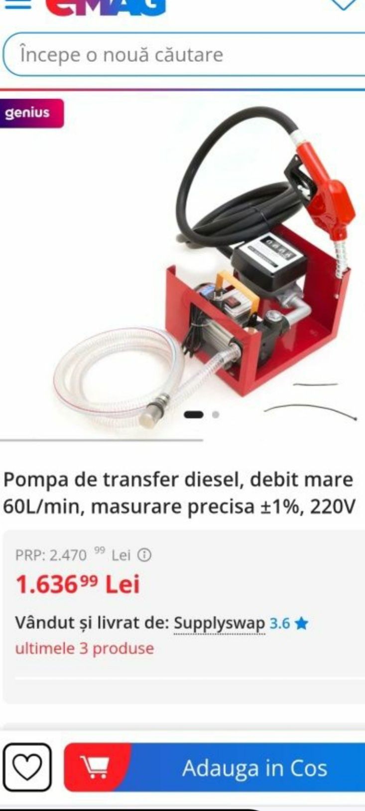 Pompa de trasefer diesel debit mare 60 l min noua