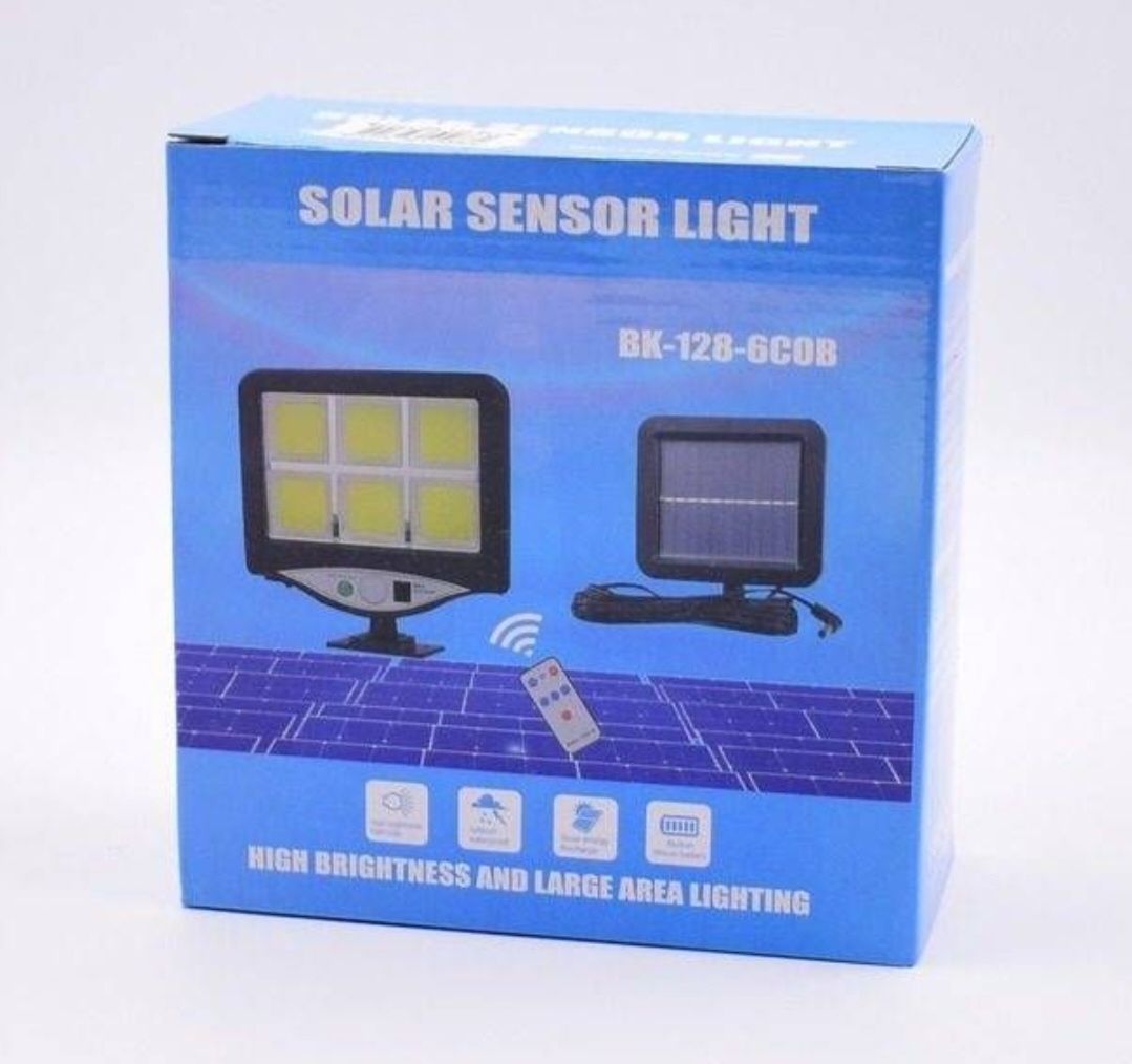 Proiector solar cu 120 LED COB, inclus senzor de lumima si mișcare