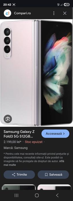 Vând Samsung z fold 3 512 gb