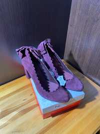 Naf Naf нови дамски велурени обувки с кожена стелка и кутия
