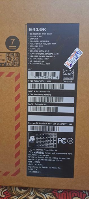 Tezlik bilan sotiladi. ASUS VIVOBOOK E410KA. Bor yo‘g‘i 1.3 kg.