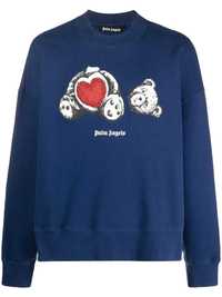 PALM ANGELS Navy Bear in Love Heart Мъжка Блуза тип Пуловер size M