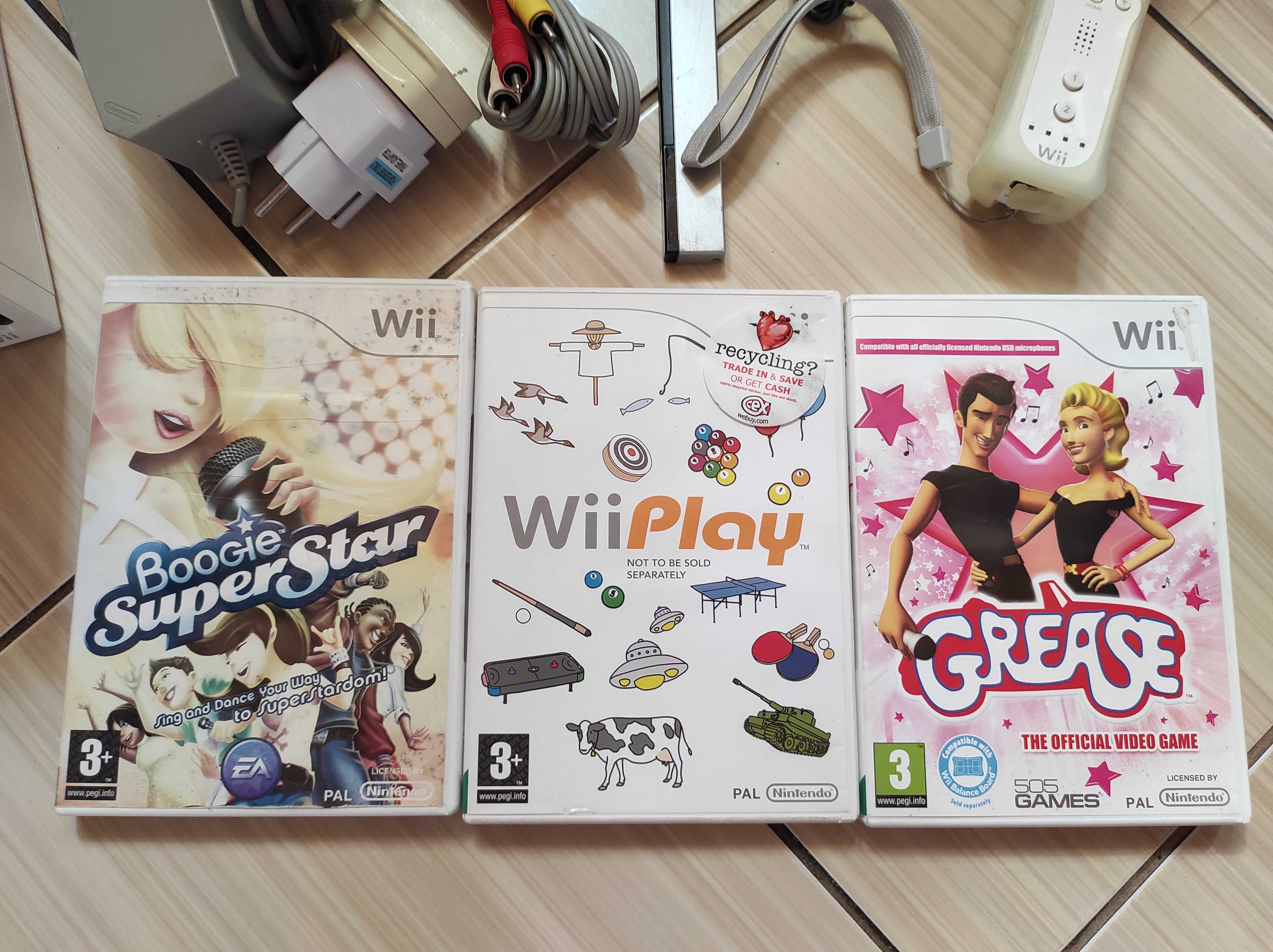 Wii full cu accesorii si jocuri originale wii play boogie star grease