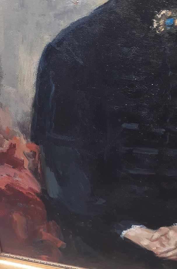 Tablou mare vechi - portret nobila - semnat Stoenescu