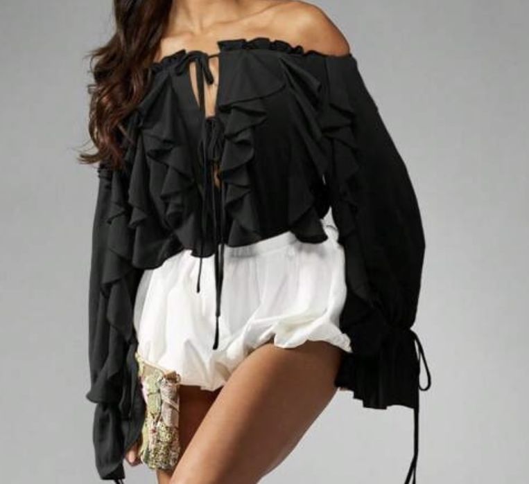 Блуза с паднали рамена